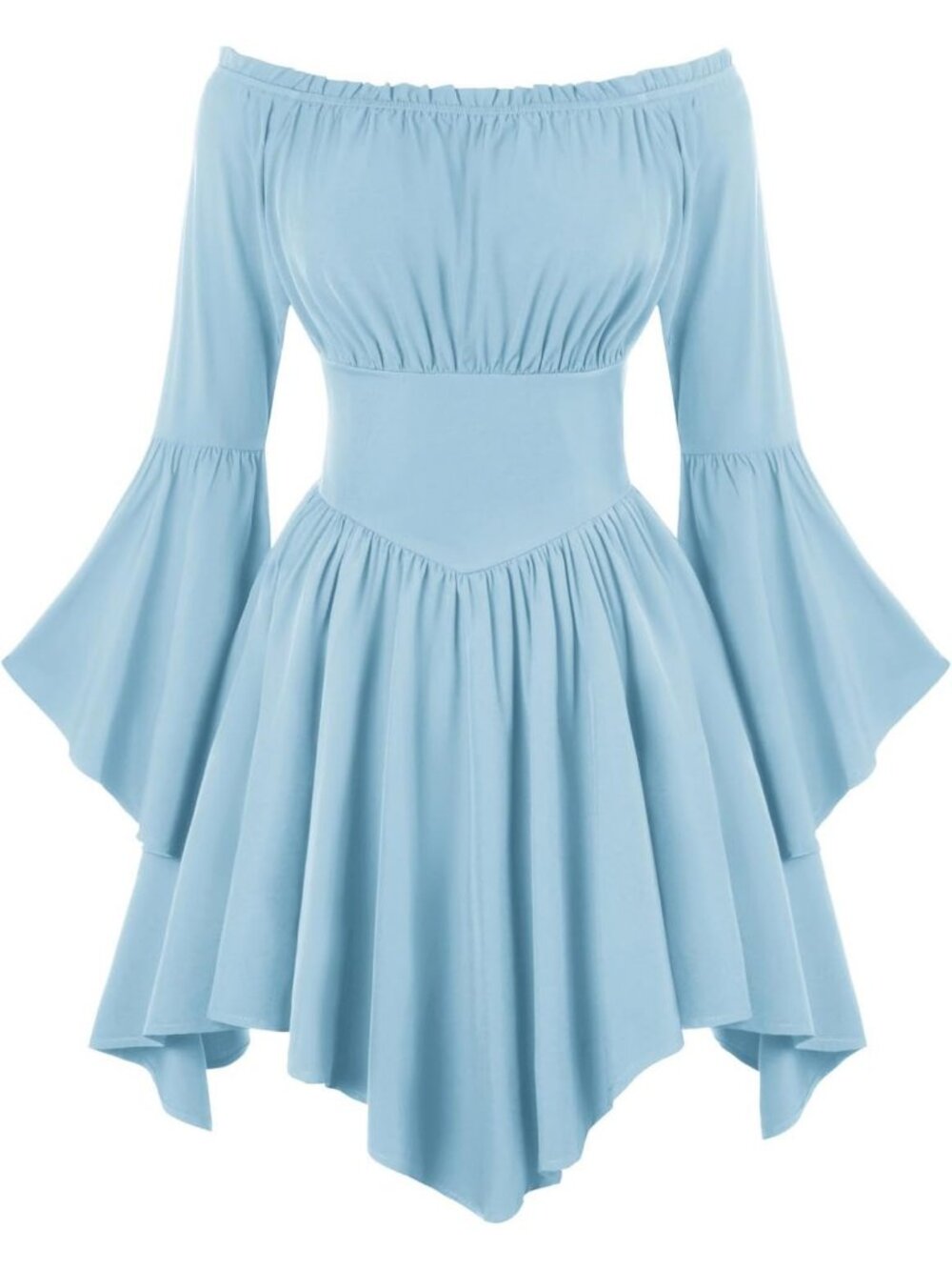 Women's Light Blue Renaissance Pirate Corset Dress Off Shoulder Medieval Costume